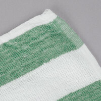 Oxford 30 inch X 60 inch Green Stripes 100% Cotton Cabana Pool Towel 9 lb. - 12/Pack