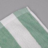 Oxford 30 inch x 70 inch Green Stripes 100% Cotton Cabana Pool Towel 15 lb. - 12/Pack