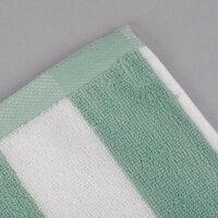Oxford 35 inch x 70 inch Mint Stripes 100% Cotton Cabana Pool Towel 20 lb. - 12/Pack