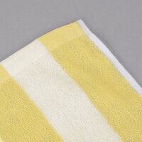 Oxford 30 inch x 70 inch Yellow Stripes 100% Cotton Cabana Pool Towel 15 lb. - 12/Pack