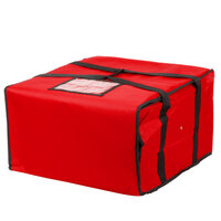 Choice Insulated Pizza Delivery Bag, Red Nylon, 20" x 20" x 12" - Holds Up To (6) 16", (5) 18", or (4) 20" Pizza Boxes