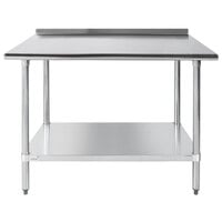 Advance Tabco FLAG-304-X 30 inch x 48 inch 16 Gauge Stainless Steel Work Table with 1 1/2 inch Backsplash and Galvanized Undershelf
