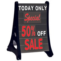 Aarco RAF-4 Roll A-Frame Two Sided Black Letterboard with Stand and Deluxe Character Set - 24 inch x 36 inch