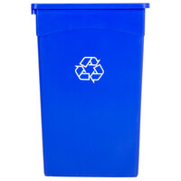 Continental 23 Gallon Blue Rectangular Wall Hugger / Recycling Bin and Lid with Holes Set