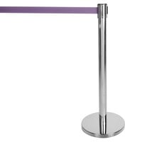 Aarco HC-7 Chrome 40" Crowd Control / Guidance Stanchion with 84" Purple Retractable Belt