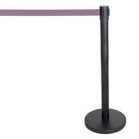 Aarco HBK-7 Black 40" Crowd Control / Guidance Stanchion with 84" Purple Retractable Belt