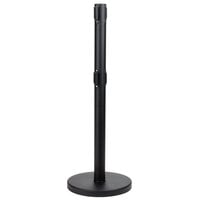 Aarco HBK-27 Black 40 inch Crowd Control / Guidance Stanchion with Dual 84 inch Purple Retractable Belts