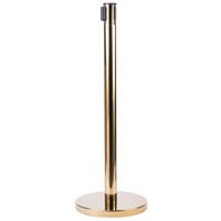 Aarco HB-7 Brass 40 inch Crowd Control / Guidance Stanchion with 84 inch Purple Retractable Belt