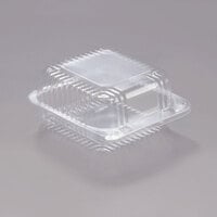 Dart C20UT1 StayLock 5 1/4 inch x 5 5/8 inch x 2 3/4 inch Clear Hinged Plastic 5 inch Square Container - 125/Pack