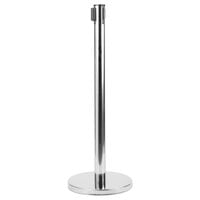 Aarco HC-10 Chrome 40 inch Crowd Control / Guidance Stanchion with 120 inch Red Retractable Belt
