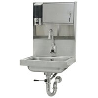 Advance Tabco 7-PS-81 Hands Free Hand Sink with Electric Faucet and Built In Soap and Towel Dispenser