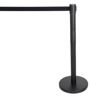 Aarco HBK-10 Black 40 inch Crowd Control / Guidance Stanchion with 120 inch Black Retractable Belt