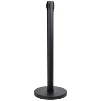 Aarco HBK-10 Black 40 inch Crowd Control / Guidance Stanchion with 120 inch Black Retractable Belt