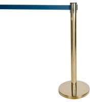 Aarco HB-10 Brass 40" Crowd Control / Guidance Stanchion with 120" Blue Retractable Belt