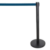 Aarco HBK-10 Black 40 inch Crowd Control / Guidance Stanchion with 120 inch Blue Retractable Belt
