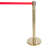 Aarco HB-10 Brass 40 inch Crowd Control / Guidance Stanchion with 120 inch Red Retractable Belt