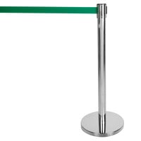 Aarco HC-10 Chrome 40" Crowd Control / Guidance Stanchion with 120" Green Retractable Belt