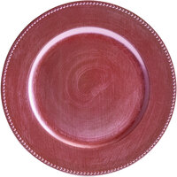The Jay Companies 1270173 13 inch Round Pink Beaded Plastic Charger Plate - 12/Pack