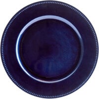 The Jay Companies 1270168 13 inch Round Royal Blue Beaded Plastic Charger Plate - 12/Pack