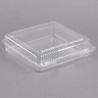 Dart C50UT1 StayLock 9 1/8 inch x 9 1/2 inch x 2 1/2 inch Clear Hinged Plastic 9 inch Square Container - 125/Pack