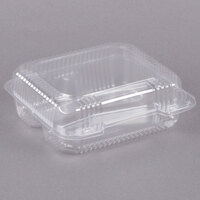 Dart C51UT3 StayLock 8 1/4 inch x 7 3/4 inch x 3 inch Clear Hinged Plastic Medium 3-Compartment Container - 125/Pack