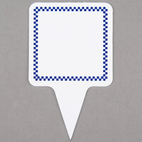 Square Write-On Deli Sign Spear with Blue Checkered Border - 25/Pack