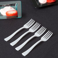 Fineline Tiny Temptations 6500-WH 3 7/8 inch Tiny Tines White Plastic Tasting Fork   - 960/Case