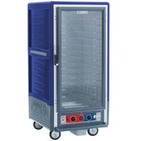Metro C537-CLFC-4 C5 3 Series Insulated Low Wattage 3/4 Size Heated Holding and Proofing Cabinet with Fixed Wire Slides and Clear Door - Blue