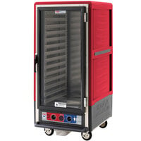 Metro C537-CLFC-L C5 3 Series Insulated Low Wattage 3/4 Size Heated Holding and Proofing Cabinet with Lip Load Aluminum Slides and Clear Door - Red