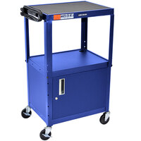 Luxor AVJ42C-RB Blue Steel Adjustable AV Cart with Cabinet