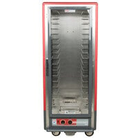 Metro C539-HLFC-4 C5 3 Series Insulated Low Wattage Full Size Hot Holding Cabinet with Fixed Wire Slides and Clear Door - Red