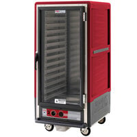 Metro C537-HLFC-L C5 3 Series Insulated Low Wattage 3/4 Size Heated Holding Cabinet with Lip Load Aluminum Slides and Clear Door - Red