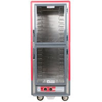 Metro C539-HLDC-4 C5 3 Series Insulated Low Wattage Full Size Hot Holding Cabinet with Fixed Wire Slides and Clear Dutch Doors - Red
