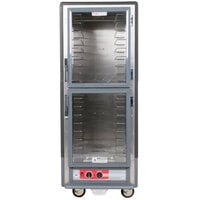 Metro C539-HLDC-4 C5 3 Series Insulated Low Wattage Full Size Hot Holding Cabinet with Fixed Wire Slides and Clear Dutch Doors - Gray