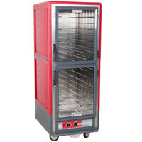 Metro C539-HLDC-L C5 3 Series Insulated Low Wattage Full Size Hot Holding Cabinet with Lip Load Aluminum Slides and Clear Dutch Doors - Red