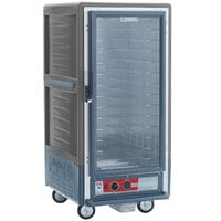 Metro C537-HLFC-4-GY C5 3 Series Insulated Low Wattage 3/4 Size Heated Holding Cabinet with Fixed Wire Slides and Clear Door - Gray