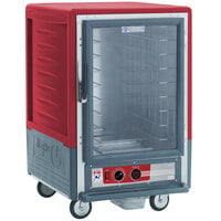Metro C535-HLFC-4 C5 3 Series Insulated Low Wattage Half Size Heated Holding Cabinet with Fixed Wire Slides and Clear Door - Red