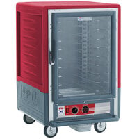 Metro C535-HLFC-U C5 3 Series Insulated Low Wattage Half Size Heated Holding Cabinet with Universal Wire Slides and Clear Door - Red