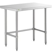 Regency 24 inch x 36 inch 16-Gauge 304 Stainless Steel Commercial Open Base Work Table