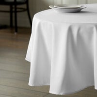Intedge 72 inch Round White 100% Polyester Hemmed Cloth Table Cover