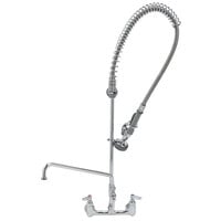 T&S B-0133-A12B-TEE EasyInstall Wall Mounted 39 3/4 inch High Pre-Rinse Faucet with 8 inch Adjustable Centers, 44 inch Hose, 12 inch Add-On Faucet, Tee Assembly, and 6 inch Wall Bracket