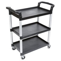 Cambro BC331KD110 Black Three Shelf Utility Cart (Unassembled) - 32 7/8 inch x 16 1/4 inch x 38 inch