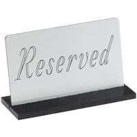 Cal-Mil 956-10 5 inch x 3 inch Silver Acrylic Reserved Sign