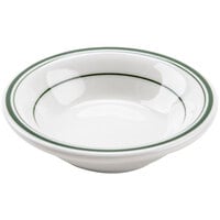 Tuxton TGB-032 Green Bay 3 oz. Eggshell China Fruit / Monkey Dish with Green Bands - 36/Case