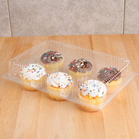 Polar Pak 2029 6-Cup Hinged OPS Plastic 4 oz. Muffin Container - 10/Pack