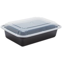 Pactiv Newspring NC888B 38 oz. Black 6" x 8 1/2" x 2" VERSAtainer Rectangular Microwavable Container with Lid - 150/Case