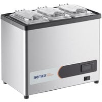Nemco 9020-3 Countertop Cold Condiment Chiller with Three 1/9 Size Food Pans and Clear Lids - 120V