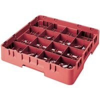 Cambro 16S738163 Camrack 7 3/4 inch High Customizable Red 16 Compartment Glass Rack