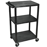 Luxor LP42E-B Black 42 inch Three Shelf AV Cart with Three Outlets and Cord