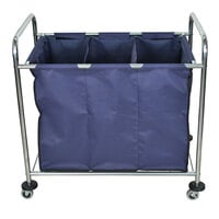 Luxor HL15 7 Bushel 3-Compartment Industrial Laundry Cart with Dividers - 38 1/2 inch x 24 3/4 inch x 36 1/2 inch